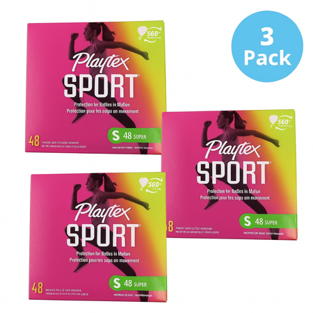 Playtex Sport Tampons Super 48 Ct 3 Pack New