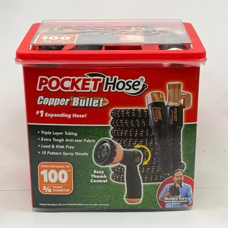 Pocket Hose Copper Bullet 100 Foot Expandable Hose New! 1