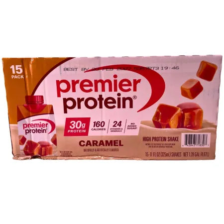 Premier Protein Caramel Shake 11oz bottles 15-pack with 30g protein per serving