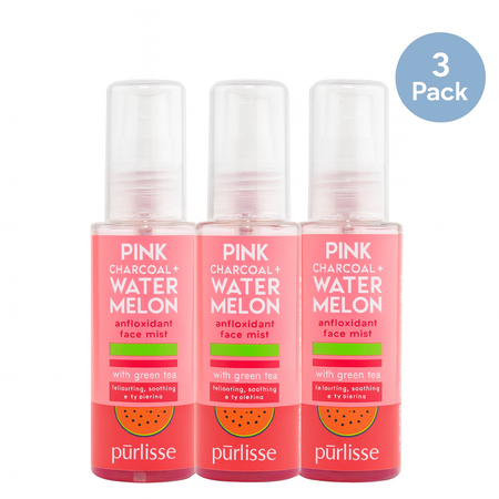 Purlisse Pink Charcoal Watermelon Face Mist 1.7oz bottle 3 pack set