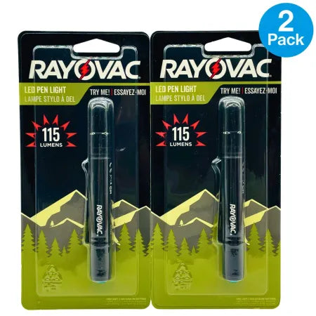 Rayovac LED Pen Light 115 Lumens Pocket Flashlight 2 Pack Batteries Included New 1