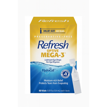 Refresh Optive Mega-3 Eye Drops 60ct 1 Pack New