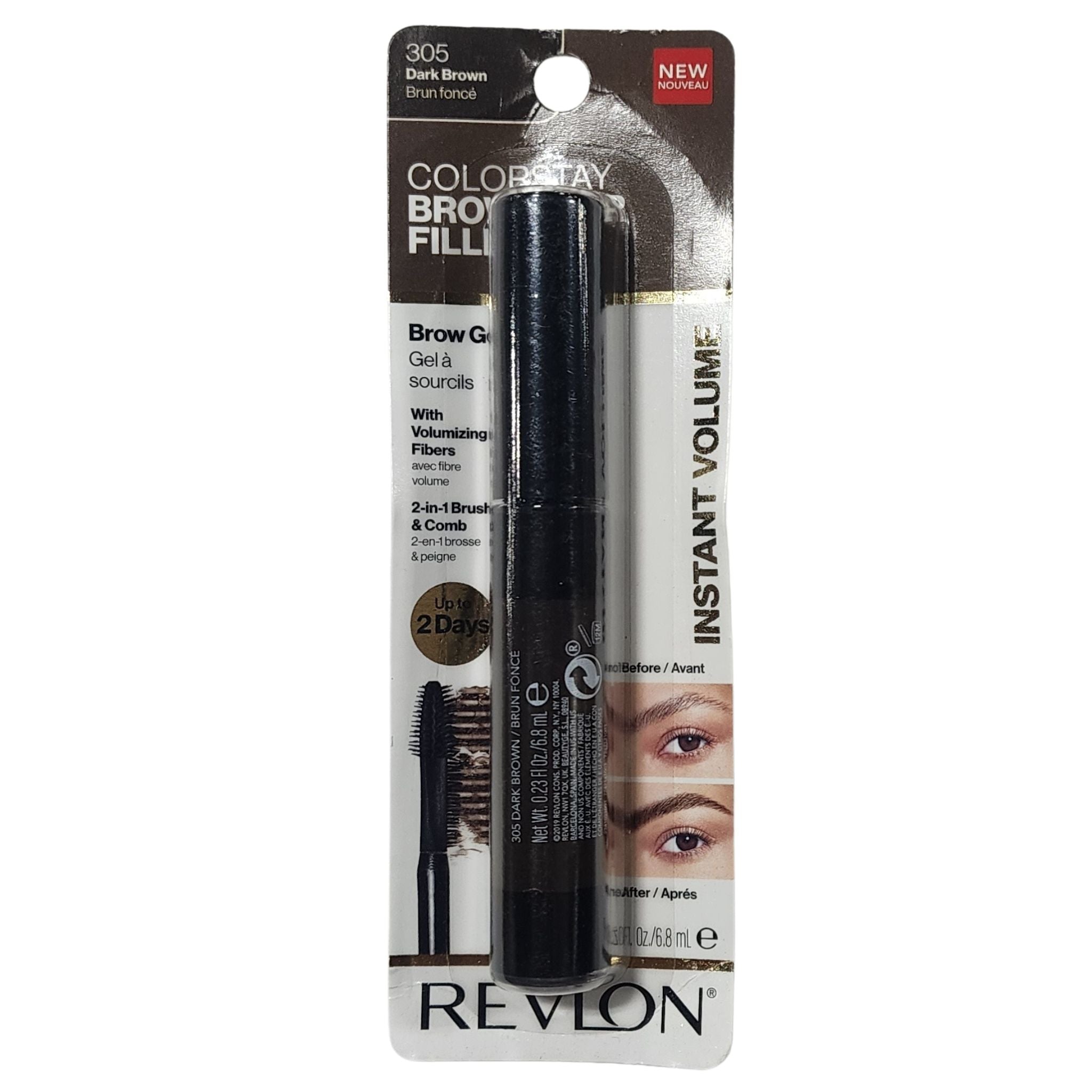 Revlon ColorStay Brow Filler Gel Dark Brown 0.23oz New