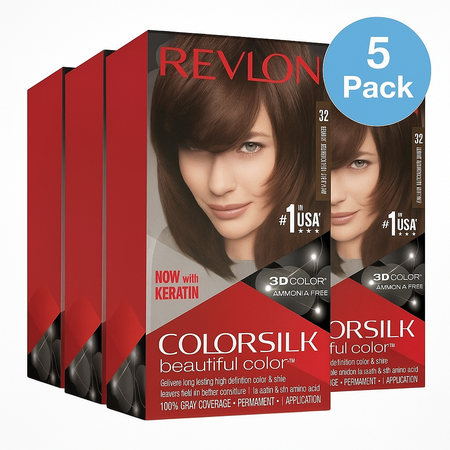 Revlon Colorsilk Hair Color Dark Mahogany Brown 32 – 5 Pack – New