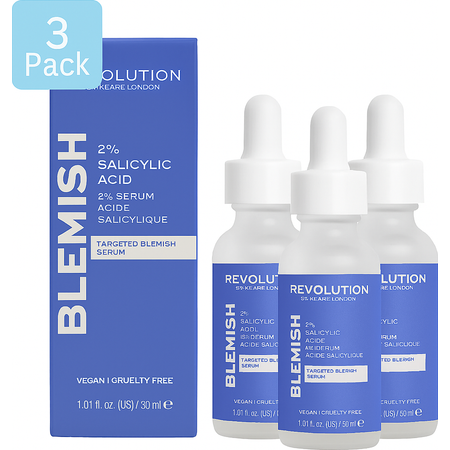 Revolution Blemish 2% Salicylic Acid Serum 30ml 3 Pack New