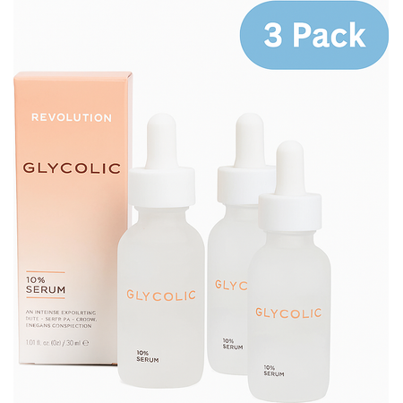 Revolution Glycolic 10% Serum 30ml bottles 3 pack new product display