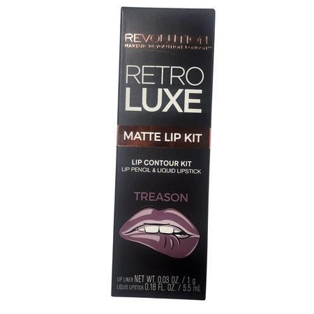 Revolution Retro Luxe Matte Lip Kit Treason - Lip Liner & Liquid Lipstick - New