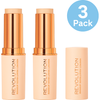 Makeup Revolution Stick Foundation F2 Full Coverage Cream 3 Pack display on white background