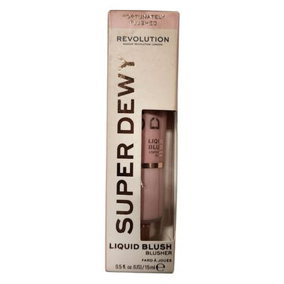 Revolution Superdewy Liquid Blush Fortunately Flushed 0.5oz compact bottle with dewy pink shade