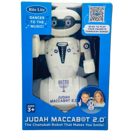 Rite Lite Judah Maccabot 2.0 Dancing Chanukah Robot with blue and silver design performing dance moves
