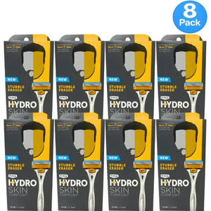 Schick Hydro Skin Comfort Stubble Eraser Razor 8-pack with ergonomic handle and hydrating gel strips
