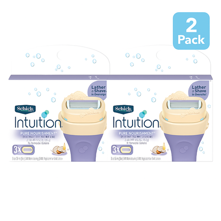 Schick Intuition Pure Nourishment Razor Coconut & Almond Oil 2 Pack New