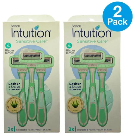 Schick Intuition Sensitive Care Disposable Razors 3 Count (2 Pack, New)