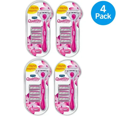 Schick Quattro For Women Razor 4 Blades Handle Refills 4 Pack New