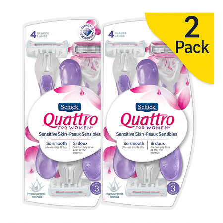 Schick Quattro for Women Sensitive Skin Razors 3ct 2 Pack - New