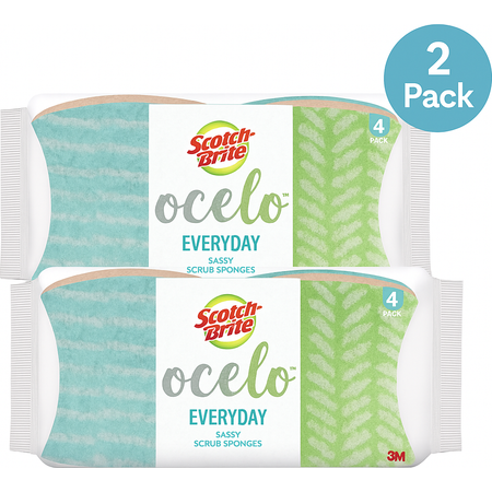 Scotch-Brite Ocelo Everyday Scrub Sponges yellow and blue 2 pack for kitchen cleaning