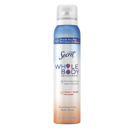 Secret Whole Body Deodorant Spray Peach Vanilla Blossom 3.5oz 1 Pack New