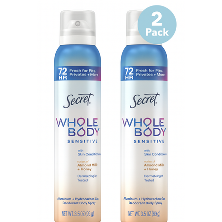 Secret Whole Body Sensitive Deodorant Spray Almond Milk Honey 3.5oz 2 Pack New
