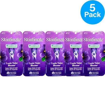 Skintimate Exotic Violet Blooms Razor 4-Blade Scented – 5 Pack – New