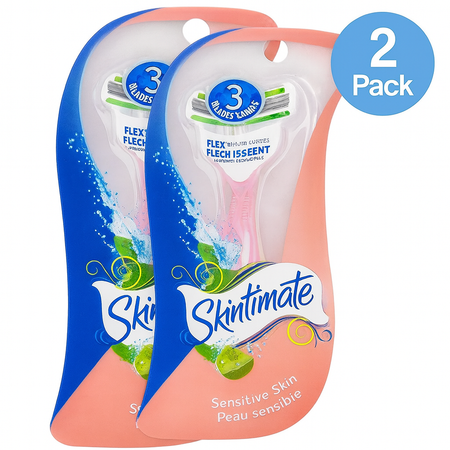 Skintimate Sensitive Skin Razors with Aloe 3 Blade 2 Pack New