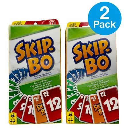 Skip-Bo Card Game 2-Pack – Family Game Mattel – New