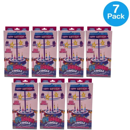 Spcredible Musical Spinning Birthday Cake Candles - JFL 7 Pack Party Toppers with Auto-Rotating Design
