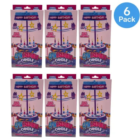 Spincredible Musical Spinning Birthday Cake Candle Topper 6 Pack by JFL - rotating candles