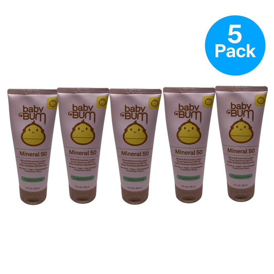 Sun Bum Baby Mineral SPF 50 Sunscreen Lotion 3 oz bottles 5 pack product image