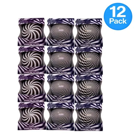 Bouncy Balls Super Bouncing Ball Assorted Design 12 Pack for Kids Ages 3 Plus