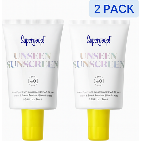 Supergoop! Unseen Sunscreen SPF 40 - 2 Pack | 0.68 oz Each Broad Spectrum New