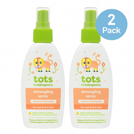 Tots by Babyganics Detangling Spray 6oz twin pack bottles for gentle hair care