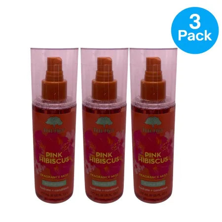 Tree Hut Pink Hibiscus Fragrance Mist 6oz bottles in 3 pack bundle with tropical floral scent