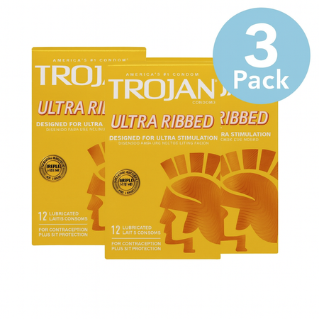 Trojan Ultra Ribbed Condoms 12 Count 3 Pack – New