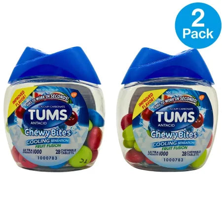 Tums Chewy Bites Cooling Sensation Fruit Fusion 28 Ct (2 Pack) – Ultra Strength 1