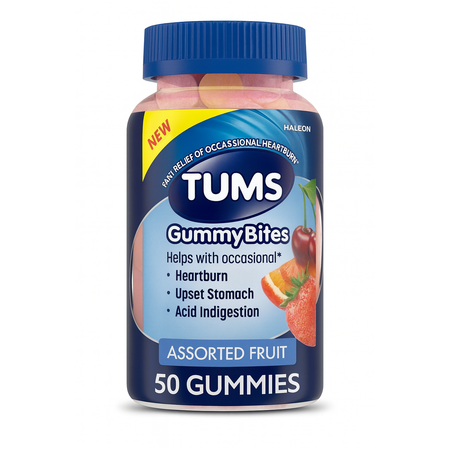 Tums Gummy Bites Assorted Fruit 50 Gummies - 1 Pack - New