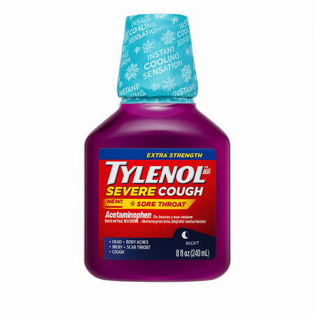 Tylenol Severe Cough + Sore Throat 8 fl oz Extra Strength 1 Pack - New