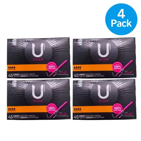 U by Kotex Click Tampons Super Plus 45 Count unscented 4 pack box