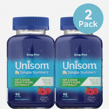 Unisom Simple Slumbers 60 Gummies 2 Pack – Midnight Raspberry – New