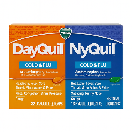 Vicks DayQuil & NyQuil Cold & Flu LiquiCaps 48ct 1 Pack New