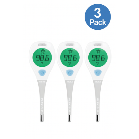 Vicks Rapid Read Digital Thermometer Flexible Tip 3 Pack New