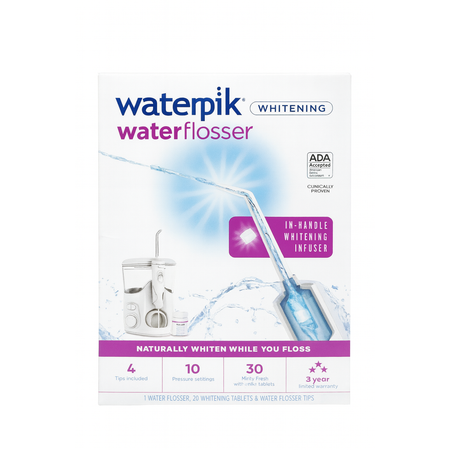 Waterpik Whitening Water Flosser with 4 Tips & 30 Tablets – New