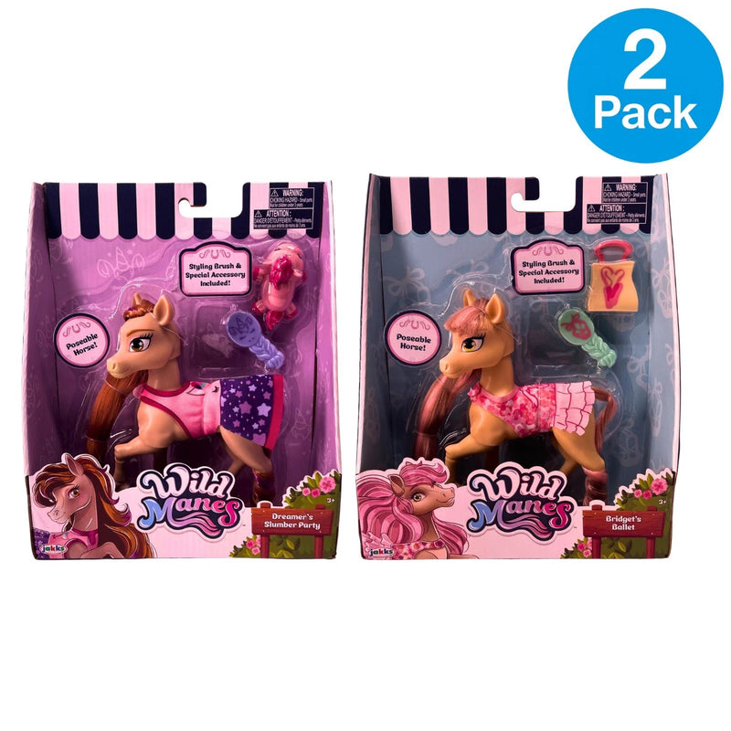 Wild Manes Horse Toy Set w/ Accessories 2 Pack New