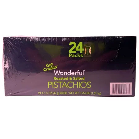 Wonderful Roasted & Salted Pistachios 24 Pack 1.5 oz Bags Exp 2027
