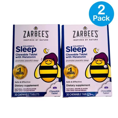 Zarbee’s Children’s Sleep Melatonin Chewable 30 Ct 2 Pack New