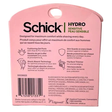 Schick Hydro Sensitive Razor Refills 5-Blade Aloe & Vitamin B5 12ct 4 Pack