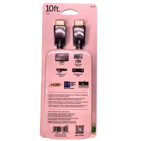 GE Pro Premium HDMI Cable 10ft 4K Ultra HD High Speed Ethernet 3 Pack