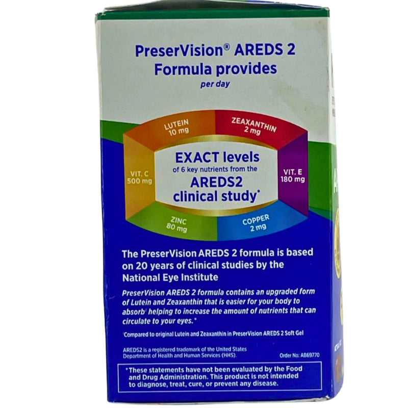 Bausch + Lomb PreserVision AREDS 2 Formula Eye Vitamin 130 Mini Softgels 2 Pack
