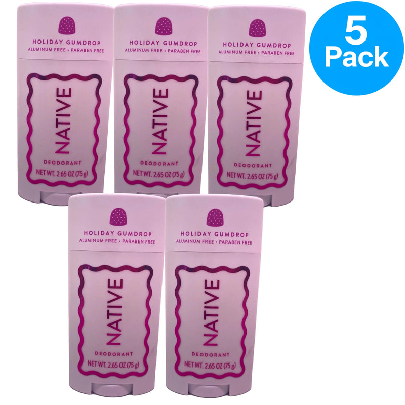 Native Holiday Gumdrop Deodorant Aluminum Free Paraben Free 2.65 oz 5 Pack New