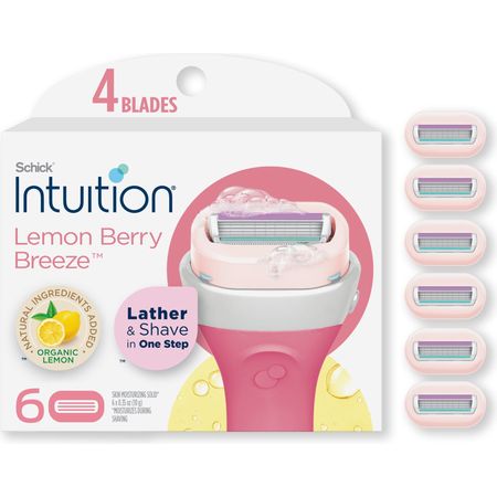 Schick Intuition 4-Blade Lemon Berry Breeze Womens Razor Cartridge Refills, 6 Ct 1