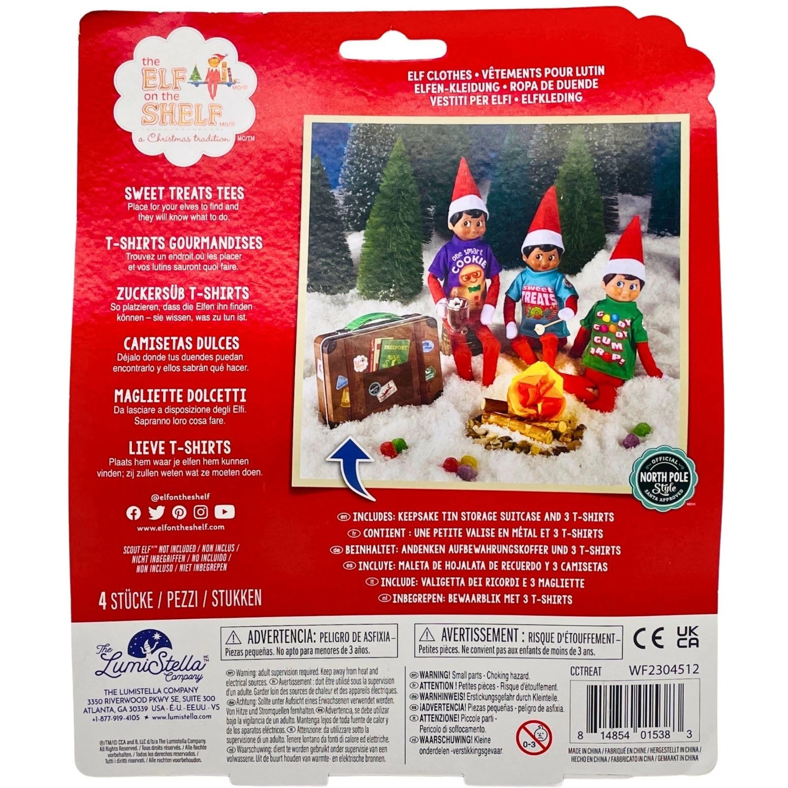 Elf on the Shelf Claus Couture T-Shirt Set w/ Suitcase 4 Pieces New